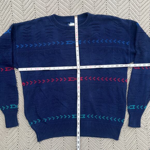Vintage 90s Navy Blue Cotton Grandpa Sweater Woolrich - Size XL - Picture 5 of 5